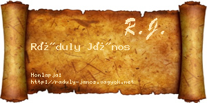 Ráduly János névjegykártya