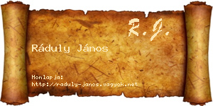 Ráduly János névjegykártya